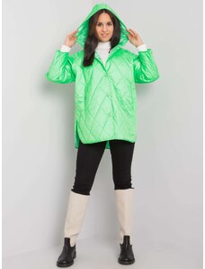 Fashionhunters Γυναικείο καπιτονέ μπουφάν με κουκούλα Selah - fluo green