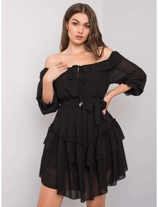Fashionhunters OCH BELLA Μαύρο ισπανικό φόρεμα με βολάν