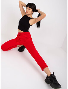 Fashionhunters Βασικό κόκκινο παντελόνι με τσέπες