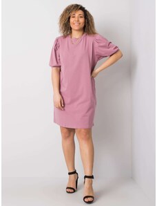 Fashionhunters Μεγαλύτερο ροζ βαμβακερό φόρεμα
