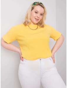 Fashionhunters Κίτρινη ριγέ μπλούζα plus size