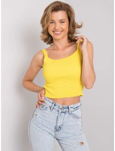 Fashionhunters Γυναικεία κίτρινη ριπ μπλούζα