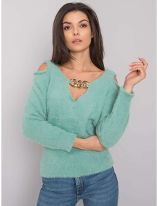Fashionhunters Πράσινο πουλόβερ με cut-outs από τον Leandre RUE PARIS
