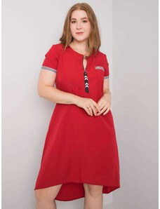 Fashionhunters Μεγαλύτερο κόκκινο βαμβακερό φόρεμα