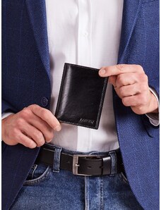 Fashionhunters Μαύρο ανδρικό δερμάτινο πορτοφόλι χωρίς κούμπωμα