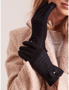 Fashionhunters Γυναικεία μαύρα καρό γάντια