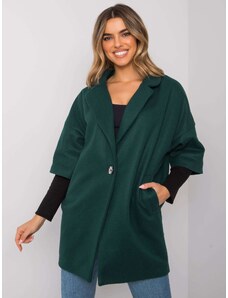 Fashionhunters RUE PARIS Σκούρο πράσινο oversized παλτό