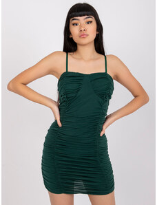 Fashionhunters Πράσινο μίνι φόρεμα με βολάν από τον Enrico