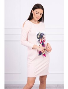 Kesi Φόρεμα με γραφικά και πολύχρωμο φιόγκο 3D σκόνη ροζ