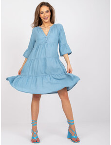 Fashionhunters Γαλάζιο φόρεμα με βολάν Olive SUBLEVEL