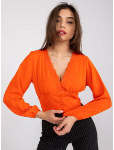 Fashionhunters Πορτοκαλί μπλούζα με φαρδιά μανίκια από την Agathe