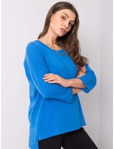 Fashionhunters Γυναικεία μπλε βαμβακερή μπλούζα