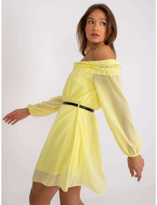 Fashionhunters Κίτρινο ισπανικό φόρεμα Ameline