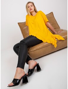 Fashionhunters Μεγάλη κίτρινη μπλούζα βισκόζης με βολάν