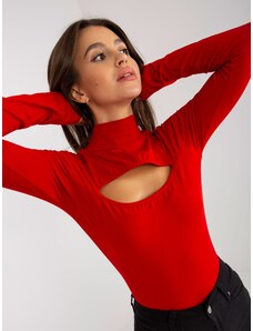 Fashionhunters Βασική κόκκινη μπλούζα με ζιβάγκο και λαιμόκοψη