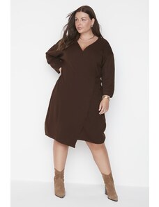 Trendyol Curve Plus Size Φόρεμα - Braun - Διπλό στήθος