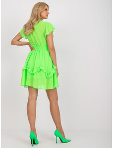 Fashionhunters Fluo πράσινο μίνι φόρεμα με διακοσμητικά στοιχεία