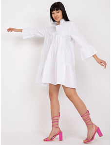 Fashionhunters Λευκό φόρεμα με διακοσμητικά στοιχεία και 3/4 μανίκια RUE PARIS