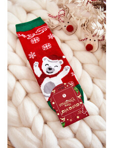 Kesi Παιδικές κάλτσες "Καλά Χριστούγεννα" Χαρούμενη αρκούδα κόκκινη