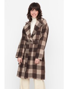 Trendyol Μοντέρνο παλτό - καφέ - διπλό στήθος