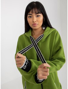 Fashionhunters Ανοιχτό πράσινο μακρύ φούτερ με φερμουάρ από βαμβάκι Mayar