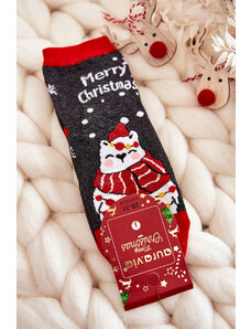 Kesi Παιδικές κάλτσες "Καλά Χριστούγεννα" αρκούδα Γκρι και κόκκινο