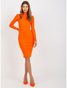 Fashionhunters Πορτοκαλί ριγέ βασικό φόρεμα από τη Livia RUE PARIS