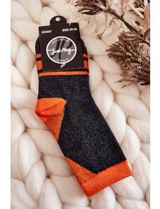 Kesi Δίχρωμες κάλτσες για εφήβους με ρίγες Γραφίτης - πορτοκαλί