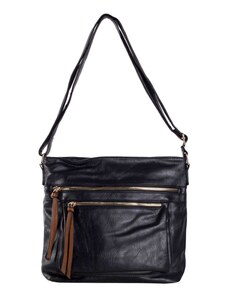 Fashionhunters Μαύρη γυναικεία τσάντα ώμου με κλείσιμο με φερμουάρ