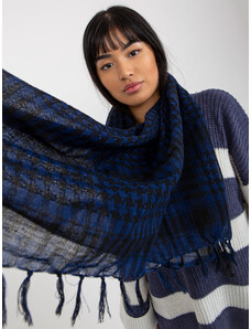 Fashionhunters Black and dark blue shamagha scarf with fringeBlack and dark blue shamagha scarf with fringe