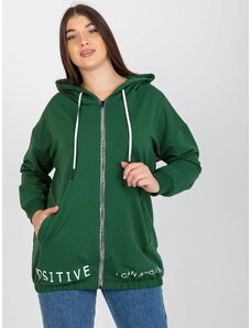 Fashionhunters Σκούρο πράσινο plua-zip hoodie