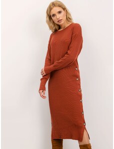 Fashionhunters BSL Τούβλο κόκκινο πλεκτό φόρεμα