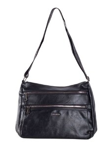 Fashionhunters Μαύρη μεγάλη τσάντα χιαστί