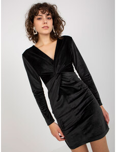 Fashionhunters Μαύρο βελούδινο μίνι φόρεμα κοκτέιλ RUE PARIS