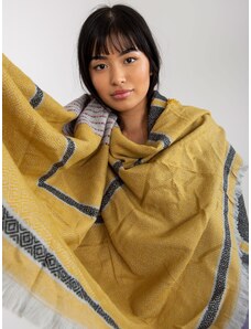 Fashionhunters Γυναικείο μαυροκίτρινο χειμωνιάτικο μαντήλι με σχέδια