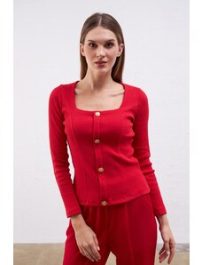 Gusto Square Collar Camisole Μπλούζα - Κόκκινο