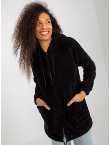 Fashionhunters Black fur sweatshirt by RUE PARIS
