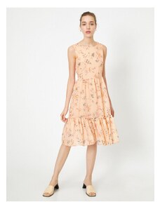 Koton Γυναικείο Ροζ Floral Print Midi Φόρεμα