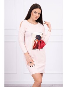 Kesi Φόρεμα με γραφικά και φιόγκο σε πουά 3D πούδρα ροζ