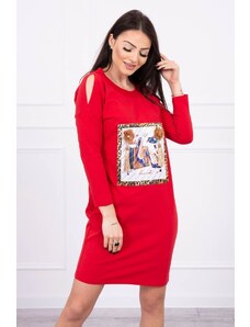 Kesi Φόρεμα με 3D γραφικά και διακοσμητικό κόκκινο πομ πομ