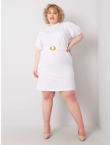 Fashionhunters Λευκό φόρεμα plus size με διακοσμητικά μανίκια