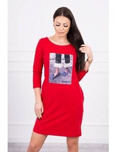 Kesi Φόρεμα με 3D γραφικά με ζιργκόν κόκκινο