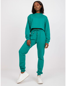 Fashionhunters Βασικό σκονισμένο πράσινο παντελόνι με λεπτομέρεια δεσίματος