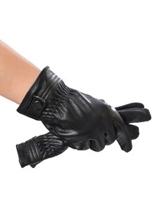 ΟΕΜ Ανδρικά δερμάτινα γάντια μαύρα με touchscreen