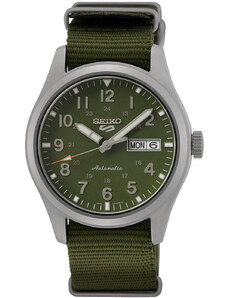 SEIKO 5 Sports Automatic - SRPG33K1F, Silver case with Green Fabric Strap