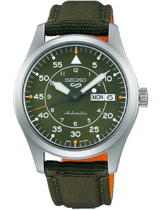 SEIKO 5 Sports 'Flieger' Automatic - SRPH29K1F, Silver case with Green Fabric Strap
