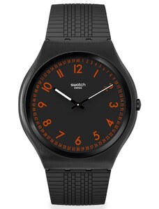 SWATCH Brushed Red SS07B106 Black Rubber Strap