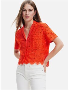 Πορτοκαλί Desigual Preston Lace Shirt - Γυναικεία