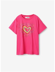 T-shirt για κορίτσια σκούρο ροζ Desigual Heart - Κορίτσια