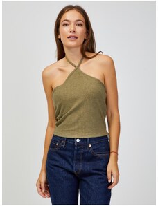 Only Χακί Ribbed Cropped Tank Top ΜΟΝΟ Emma - Γυναίκες